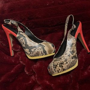 Peep toe slingback heels